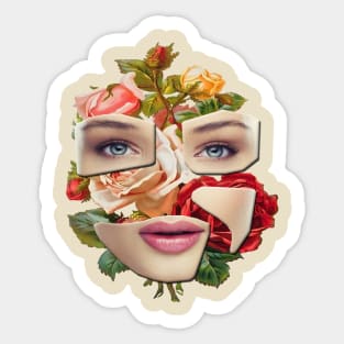 Woman face on flowers backgrounder Sticker